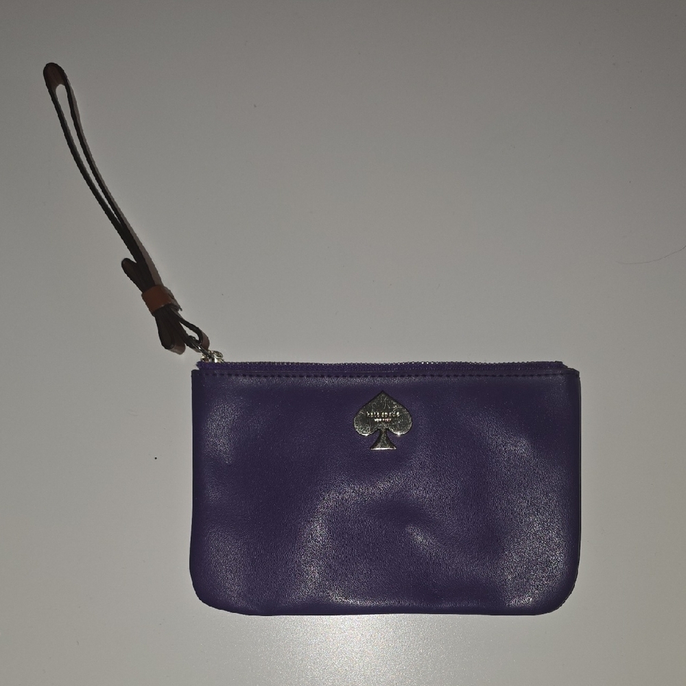 Kate Spade Purple And Brown Wristlet with Gold Logo